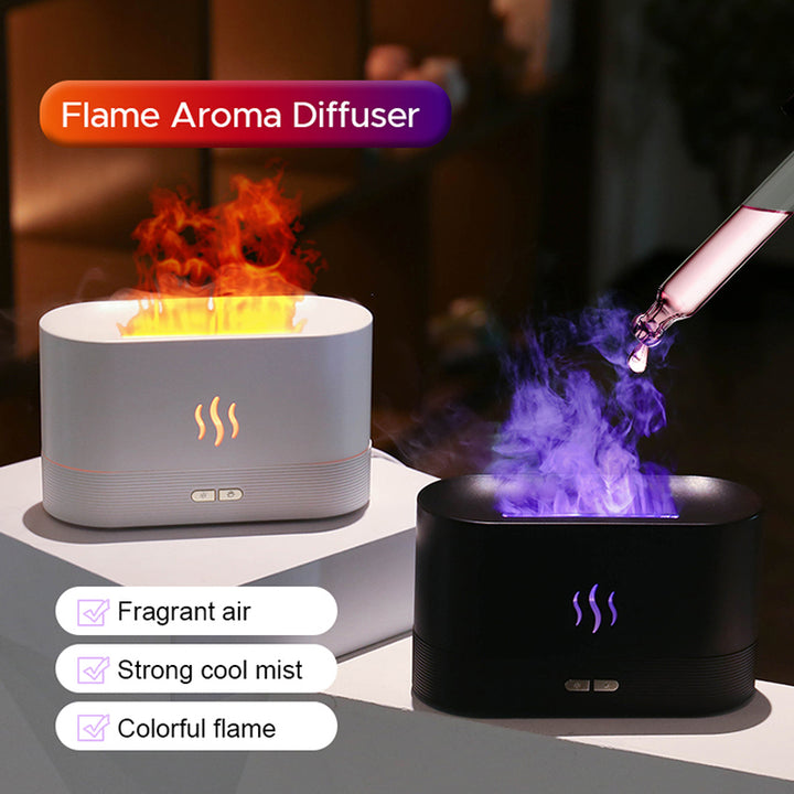 2022 Best Selling USB Ultrasonic Flame Humidifier Led RGB Colorful Essential Oil Fire Flame Aroma Diffuser